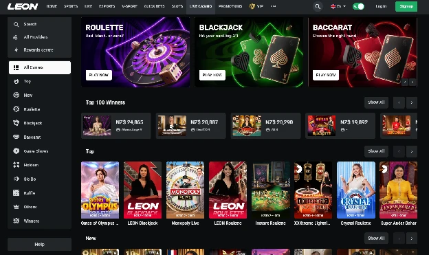 LEON Live Casino Games