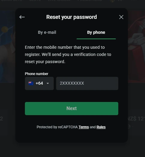LEON Casino reset your password